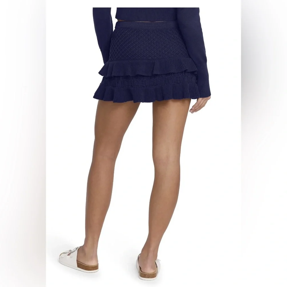 NWT Mills by Millie Bobby‎ Brown Pointelle Tiered Ruffle Mini Skirt Navy Blue XL